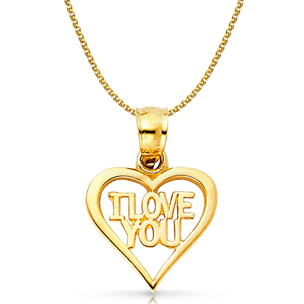 14K Two Tone Gold 16 Years Heart Charm Pendant with 1.2mm Singapore Chain Necklace