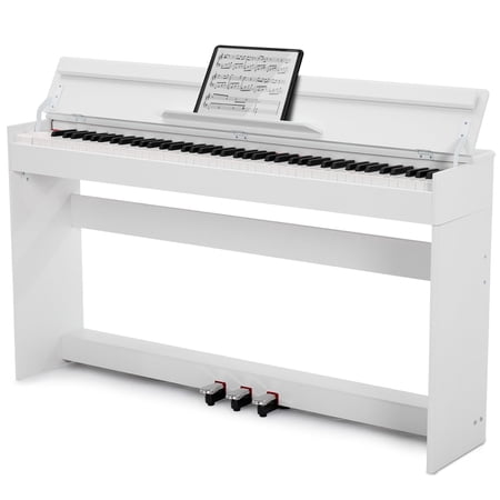 MUSTAR 88Keys Upright Fully Weighted Digital Piano Graded Hammer Action Electronic Keyboards with 3-Pedal for Beginners(White)