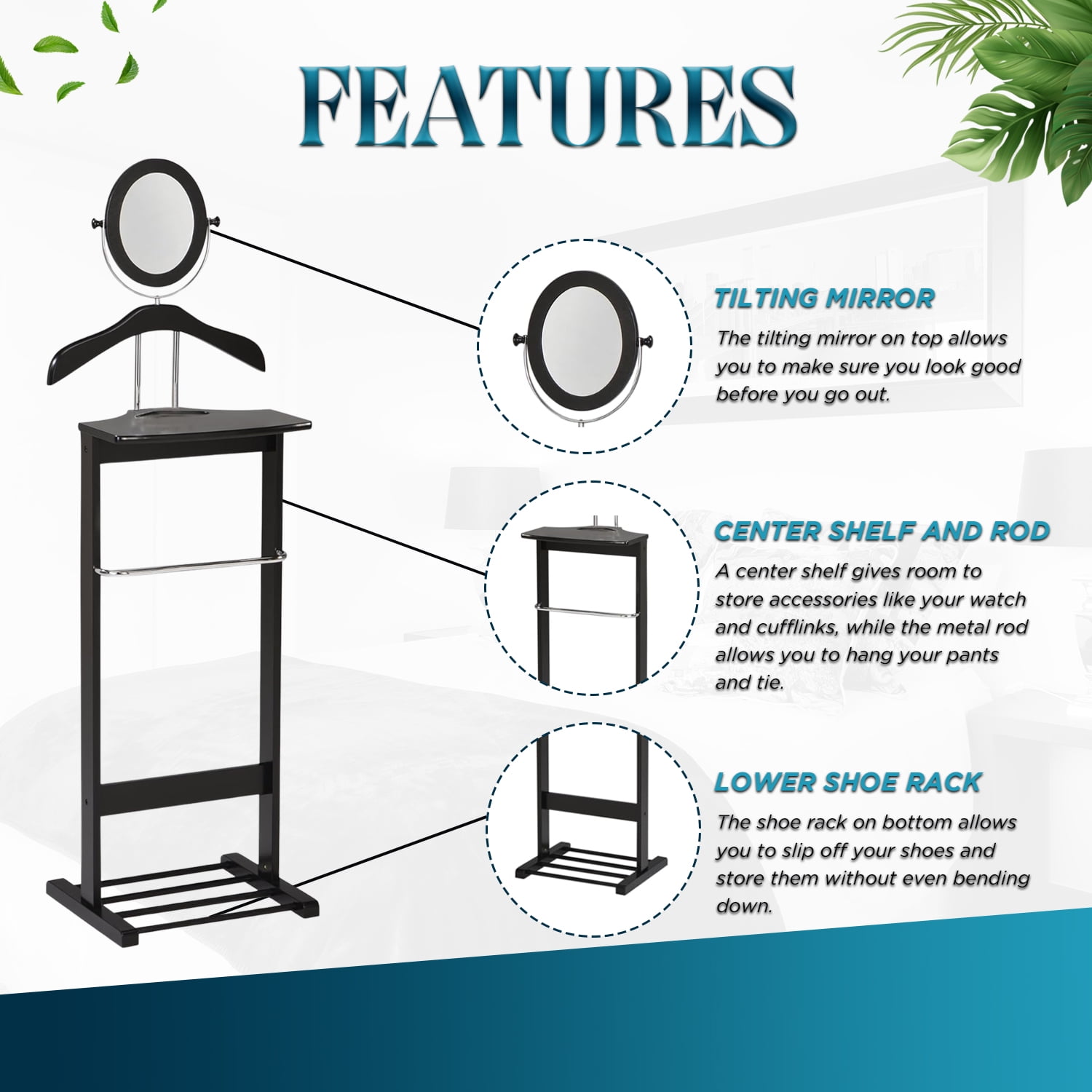 Kings Brand Furniture Wood Wardrobe Suit Rack Valet Stand Kings Brand Furniture Wood Wardrobe Suit Rack Valet Stand