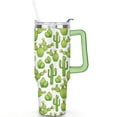 thumbnail image 2 of 40oz Mexican Edible Cactus Stainless Steel Flip Straw Tumbler Spill Proof Travel Cup Double Wall Vacuum Insulated Coffee Mug with Top Handle, 2 of 6