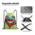 thumbnail image 4 of Xecao Flying Frog On Branch Pattern Sports Drawstring Backpack - String Swim Gym Bag with Wet Proof Pocket for Women&Men-Medium, 4 of 6