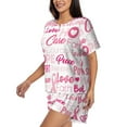 thumbnail image 2 of "Wukai Breast Cancer Pink Ribbons Awareness (2) Women's Pajama Set - Short-Sleeve Top and Shorts with Elastic Waistband and Pockets for Loungewear, Yoga, and Casual Wear-3X-Large, 2 of 8
