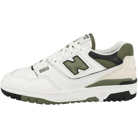 New Balance Men's 550 Sneakers, White/Dark Olivine, 13 Medium US