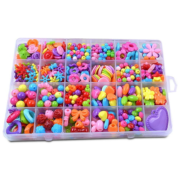 Little Girls Toddlers DIY Jewelry Beads Toys Kit Necklace Bracelet Ring Beading Playset Children