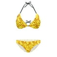 thumbnail image 2 of COEQINE Women's Tie Rope Bikini Padded Top 2 Piece Removable Pad Cheeky Mid Waist Bathing Suit Banana Allover Print Spandex Swimwear for Beach Water Activities, 2XL, 2 of 7