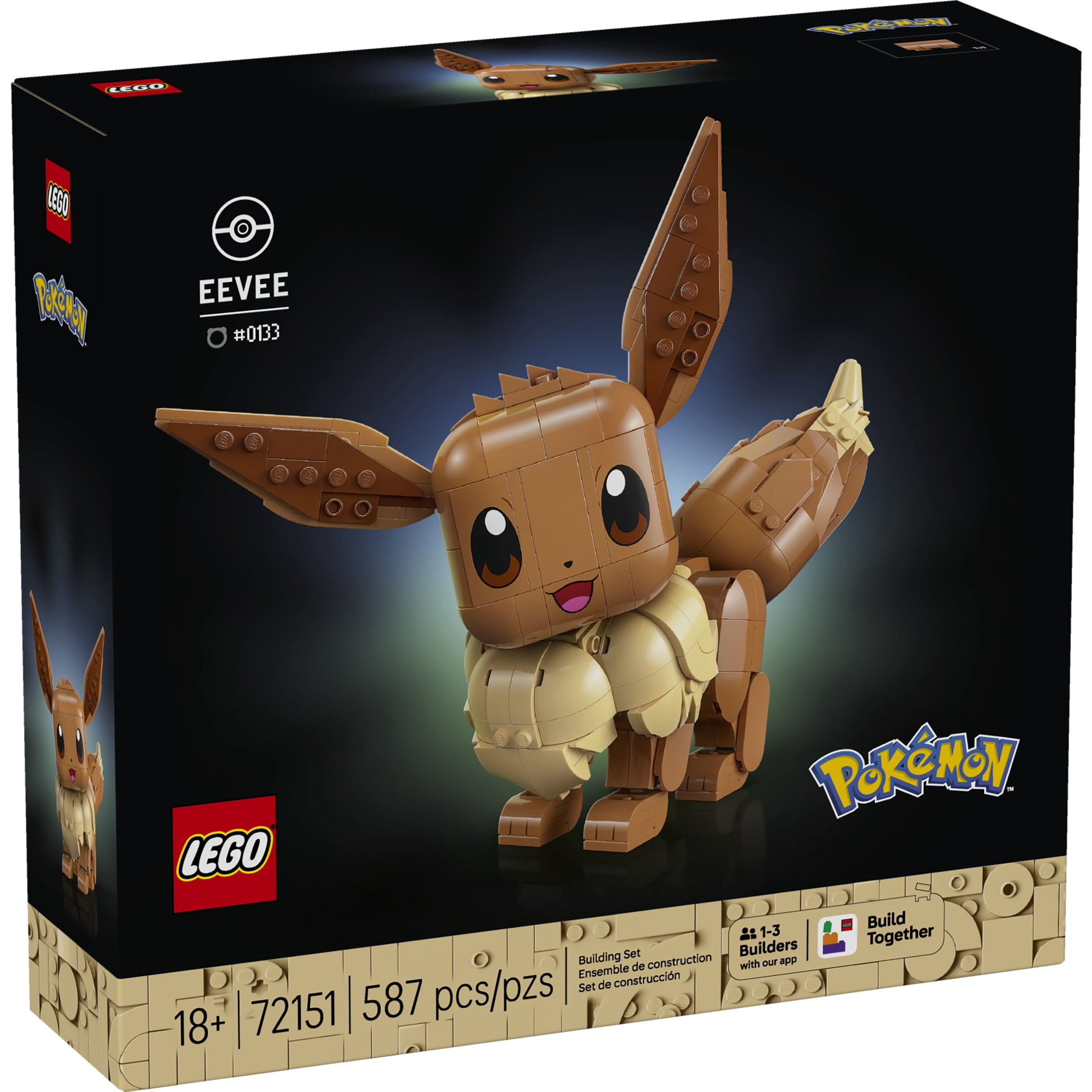 LEGO Pokémon Eevee - Collectible Building Set for Adults, Ages 18+ - Posable Pokémon Figure for Display - Desk, Bookshelf or Home Office Decor - Gift for Men & Women - 72151
