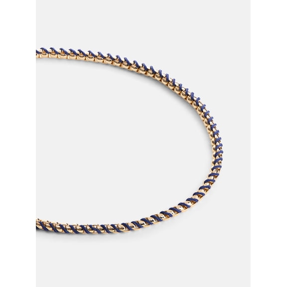 Free Assembly Women's Gold-Tone and Navy Cord Chain Necklace, 16" 3" Extender
