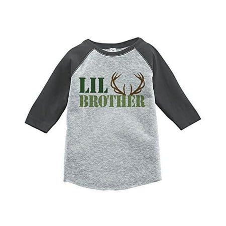 

7 ate 9 Apparel Boy s Hunting Little Brother Grey Baseball Tee