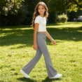 thumbnail image 7 of Chiccall Girls Flare Leggings School Uniform Pants Cotton Breathable Comfy Kids Bell Bottoms Pants Stretchy Casual Clothes for Big Kids, 7 of 7