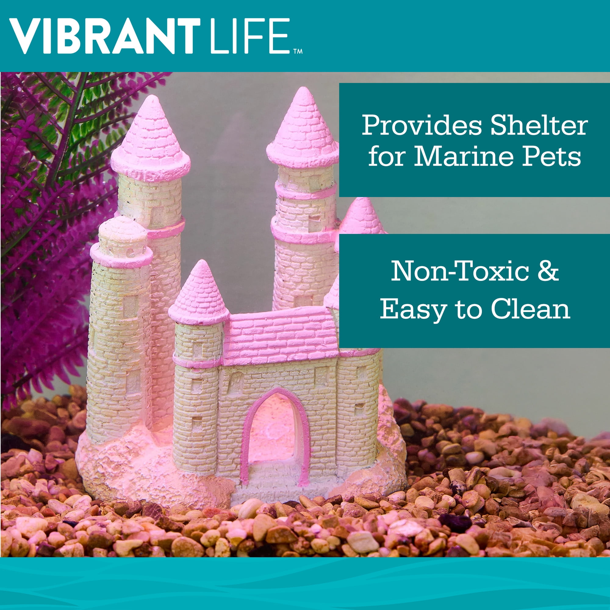 Vibrant Life Resin Aquarium Decor, Princess Castle Ornament, 4.09" x 3.14" x 5.03"