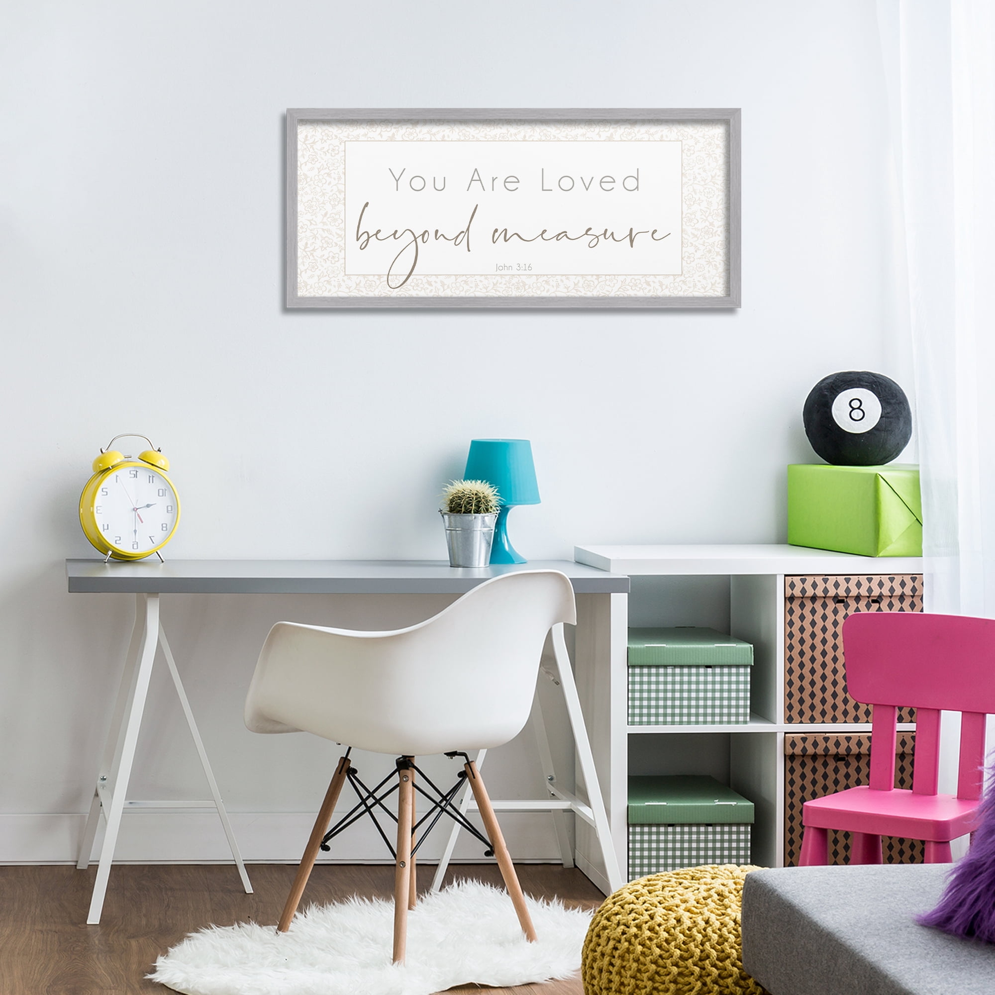 Stupell Industries Minimal Loved Beyond Measure Gray Framed Giclee Art, design by Janice Gaynor