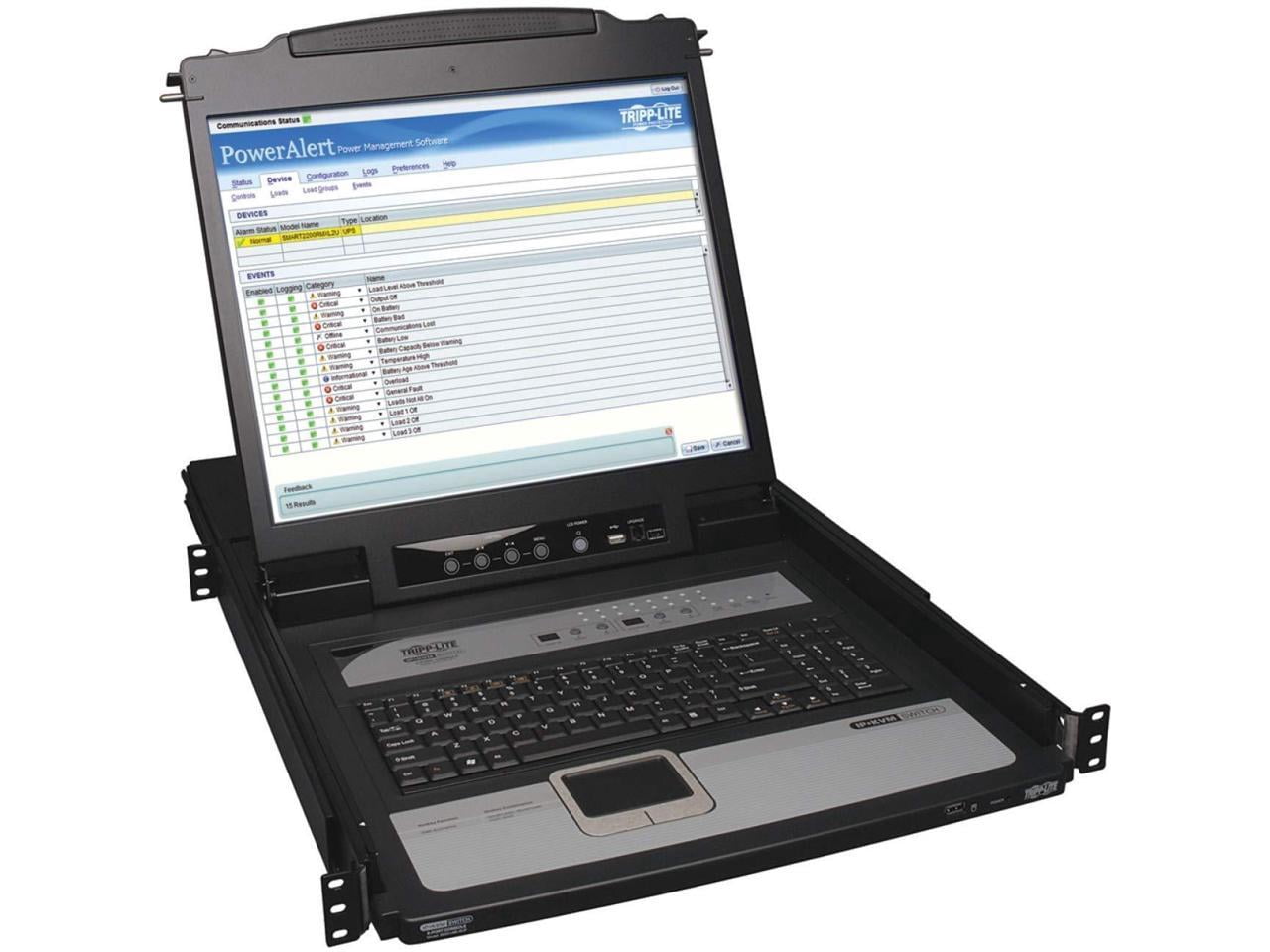 Tripp Lite by Eaton NetDirector 16-Port 1U Rack-Mount Console IP KVM Switch with 19 in. LCD - 16 Computer(s) - 19" LCD - 1280 x 1024PS/2 PortUSBVGA - Keyboard120 V AC, 230 V AC Input Voltage - 1U High