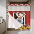 thumbnail image 4 of Pig Sunflowers No Hook Shower Curtain with Snap in Liner Yellow Pink Flower Bee Leaf Farms Animal Oil Painting Waterproof Bathroom Shower Curtain with See Through Top Window for Bathtub 72" x 72", 4 of 9