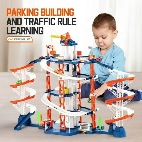 Parking Garage Toy Playset for  toddler, Ramp Track Garage Playset Adventure,Birthdays for Age 3 up Boys Girls