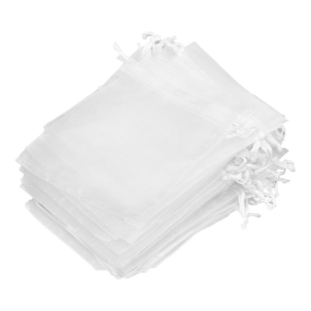 White Sheer Organza Bags, Exquisite Craftsmanship Multifunctional 50Pcs Wedding Favor Bag Delicate for Wedding Favor Candy Crafts