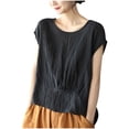 thumbnail image 3 of TAGOLD Summer Casual Tops,Plus Size T-shirt Blouse for Womens, Women's Summer Loose Small Flying Sleeves Chiffon Curling Short-sleeved Round Neck Tops/shirts,Short Sleeve Round-Neck Blouses & Shirts, 3 of 5