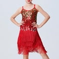 thumbnail image 2 of Odeerbi Vestido de Baile Latino Con Lentejuelas Para Niña Rendimiento En Escena Trajes de Verano Vestido de Algodón Con Flecos Vestido Sin Mangas Con Camisola Traje de Baile Con Borlas, 2 of 4