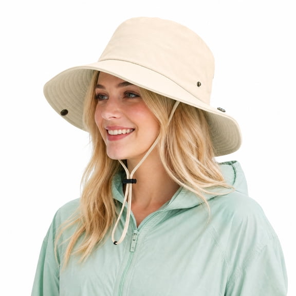 Naler Sun Hats for Women Gardening Hat Wide Brim Ponytail Beach Sun Protection Breathable Water Repellent Summer Hat with Fold-Up Brim