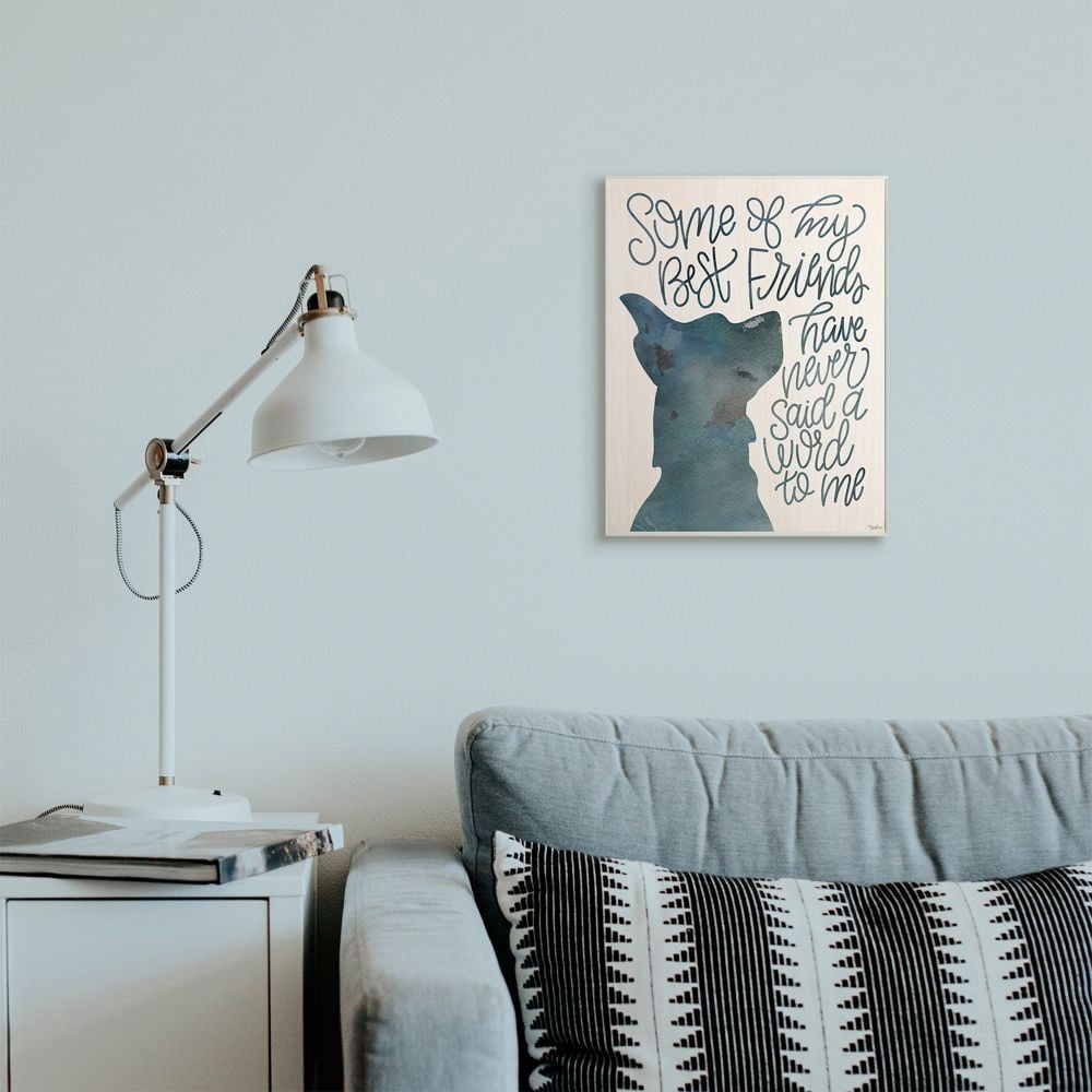 Stupell Industries Best Friends with Pet Phrase Dog Outline Blue Script Quote Graphic Art Unframed Art Print Wall Art, 13x19, by Gigi Louise