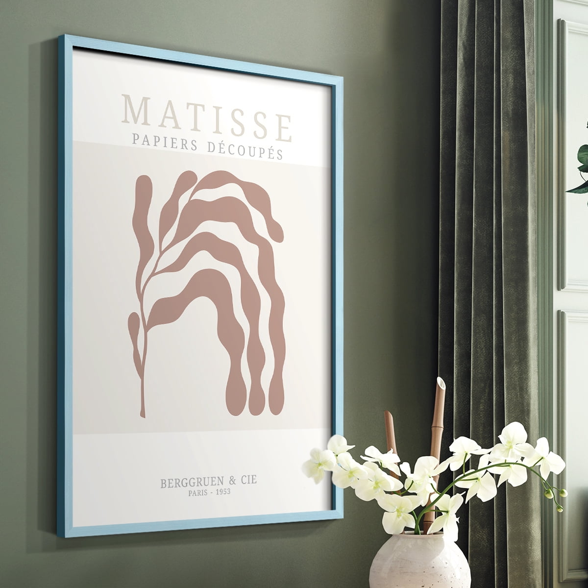 Matisse CDXXXII in Blue Solid Wood Framed Print No Nail Hanging