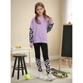 thumbnail image 4 of Usaibhir Kids Girls Long Sleeve Color Block Sweatsuit Sets Crewneck Casual Sweatpants 2 Piece Outfits Sweatshirt and Pants 6-14T, 4 of 10