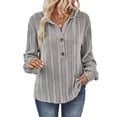 thumbnail image 2 of Sudadera con Capucha Extragrande de Otoño para Mujer, con Cuello en V y Larga. Gris L, 2 of 8