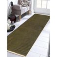thumbnail image 1 of 2 ft. 6 in. x 12 ft. Contemporary Hand Woven Kelim Woolen Area Rug, Olive, 1 of 1