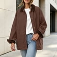 thumbnail image 6 of FDGIU Women's Corduroy Collar Chore Jacket, Long Sleeve Button Down Casual Shacket, Loose Fit Mid Length Outerwear for Fall Spring, 6 of 8
