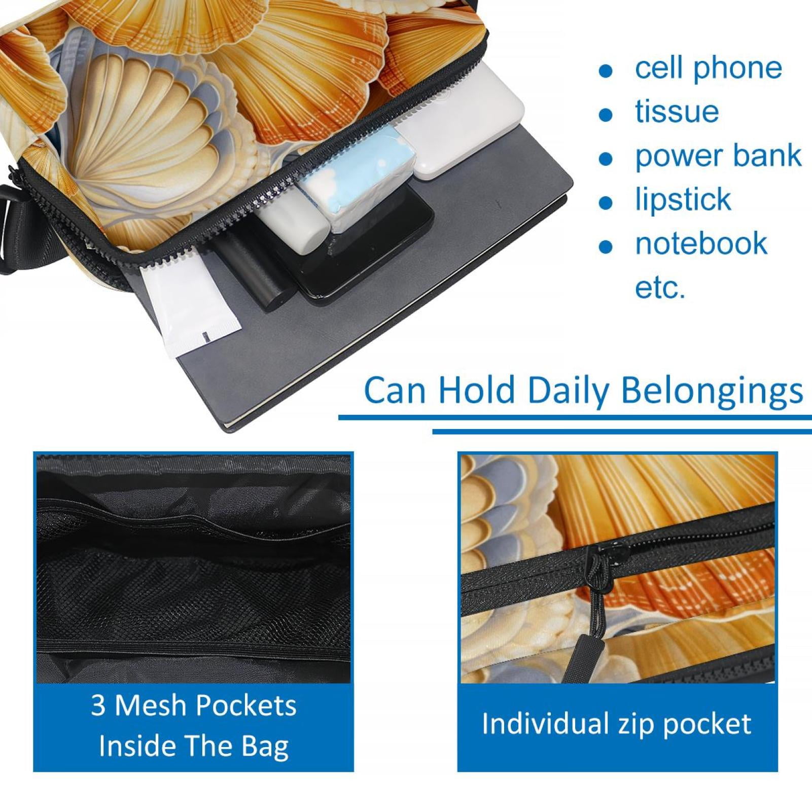 Seashell Lightweight Adjustable Sling Bag with Extension Strap Money Belt Fanny Packs Waist Packs Unisex