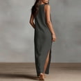 thumbnail image 4 of Hvogkswy Summer Maxi Dresses for Women Solid Sleeveless V Neck Linen Dress Boho Loose FLowy Casual Beach Vacation Long Dress, 4 of 8