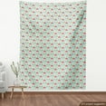 thumbnail image 3 of Ambesonne Mushroom Fabric by the Yard Upholstery, Cartoon Style Polka Dotted, 2 Yards, Pale Teal Coral Cream, 3 of 4