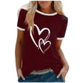 thumbnail image 2 of SMihono Hauts pour Femmes Été Décontracté Mode Féminine Décontracté Imprimé Col Rond Ample Manches Courtes T-shirt Chandail Oversize T-shirt pour Femmes 2023, 2 of 4