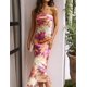 thumbnail image 4 of Vestido largo Realtix con estampado de satén de verano sin espalda para mujer, 4 of 5