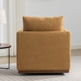 thumbnail image 3 of 360-Degree Swivel Accent Armchair with Rubber Wood Base, Modern Linen Fabric Lounge Sofa Chair for Living Room, Bedroom, Mustard Yellow, 3 of 7