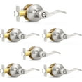 thumbnail image 1 of Wave Style Privacy Bed Bath Door Levers in Satin Nickel Finish Interior Keyless Door Handles Locksets, 1 of 7