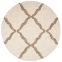 SAFAVIEH Daley Geometric Plush Shag Area Rug, Ivory/Beige, 4' x 4' Round