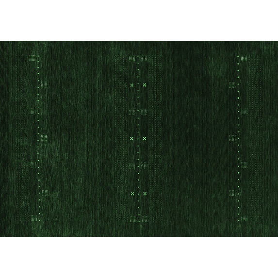 Ahgly Company Indoor Rectangle Abstract Emerald Green Contemporary Area Rugs, 2' x 5'