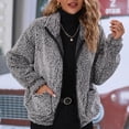 thumbnail image 5 of ChaoHeng Womens Jackets Lightweight Casual Fashion Print Pocket Zipper Coat Trendy,Women's Fashion Long Sleeved Single Button Lapel Plush Coat(Gray,S), 5 of 8
