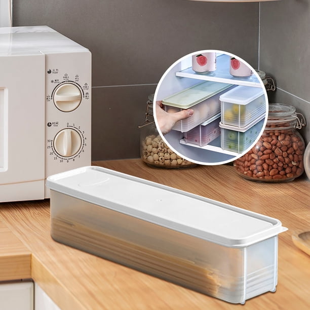 Caja de plástico para conservación de alimentos, para colgar, sellada y para organizar en el refrigerador de la cocina.