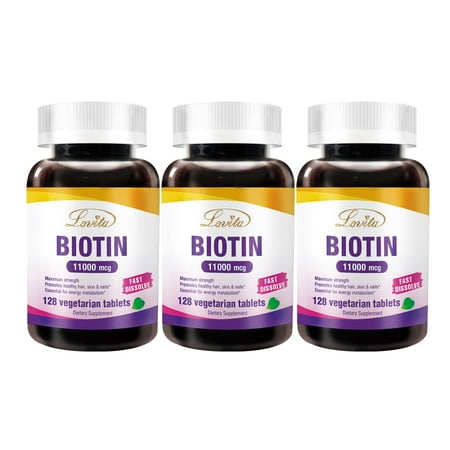 Lovita Biotin High Potency 11000mcg, 128 Days-Supply, Fast Dissolvable Vitamins B7 for Skin and Nails & Hair Health, Vegetarian Dissolvable Tablets