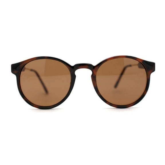 Mens P3 Iconic Keyhole Round Thin Plastic Sunglasses Tortoise Brown