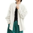 thumbnail image 1 of Tiweut Cardigan Décontracté Femme Style Rétro Lin Chemise à Manches Longues Ouvert Tricot Blouses Régulières Blanc,2TG, 1 of 6