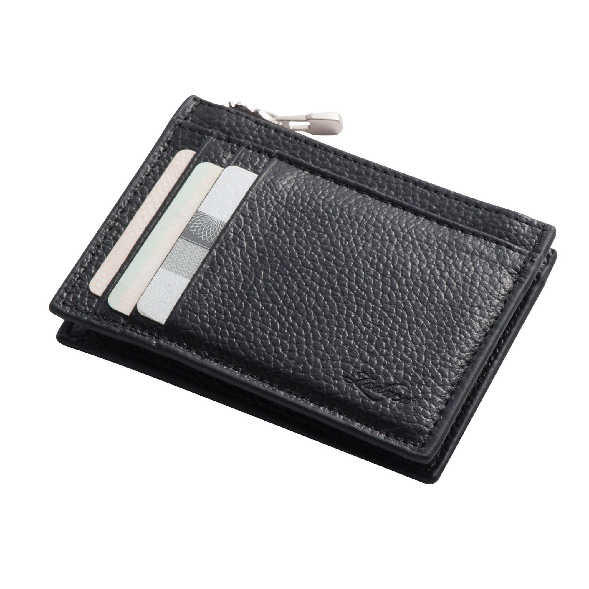 Wallets for men by Men&#39;s Genuine Leather Wallet Zip Coin Pocket Purse Credit Card Holder Case ...