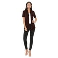 thumbnail image 4 of Women's Loose Fit Short Sleeve Draped Open Front Office Wear Solid Cardigan, 4 of 5