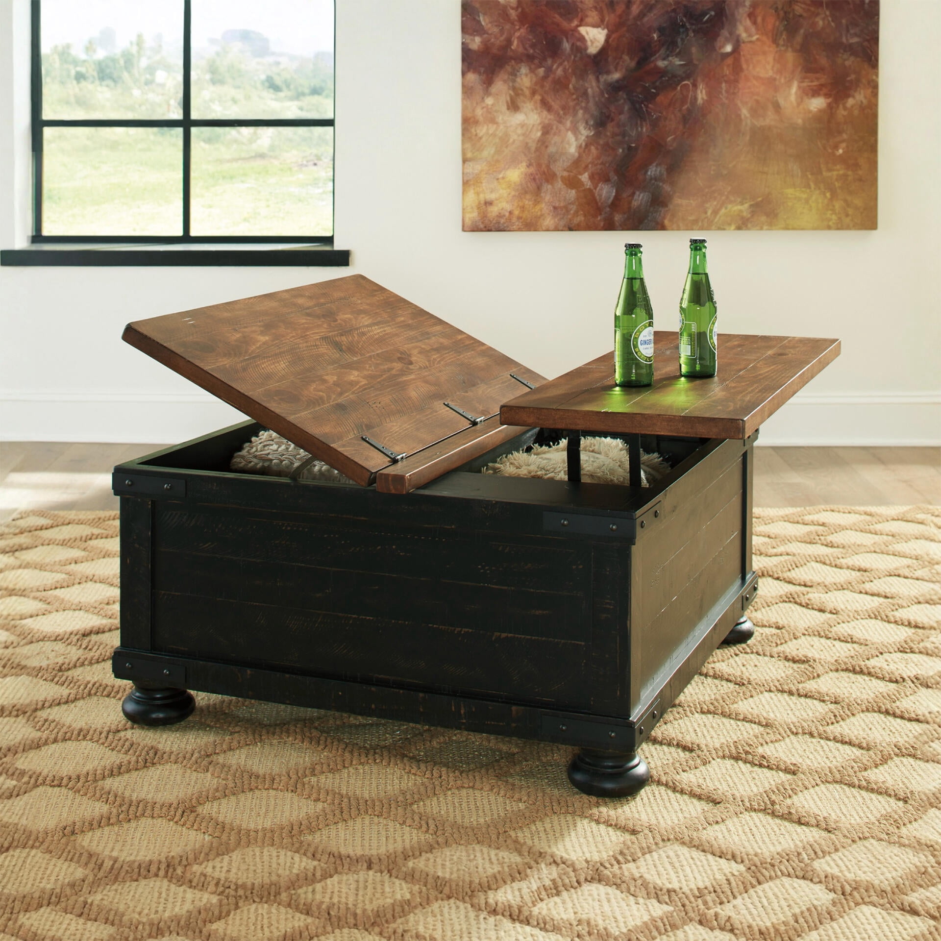 Signature Design by Ashley Casual Valebeck Coffee Table with Lift Top Black/Brown