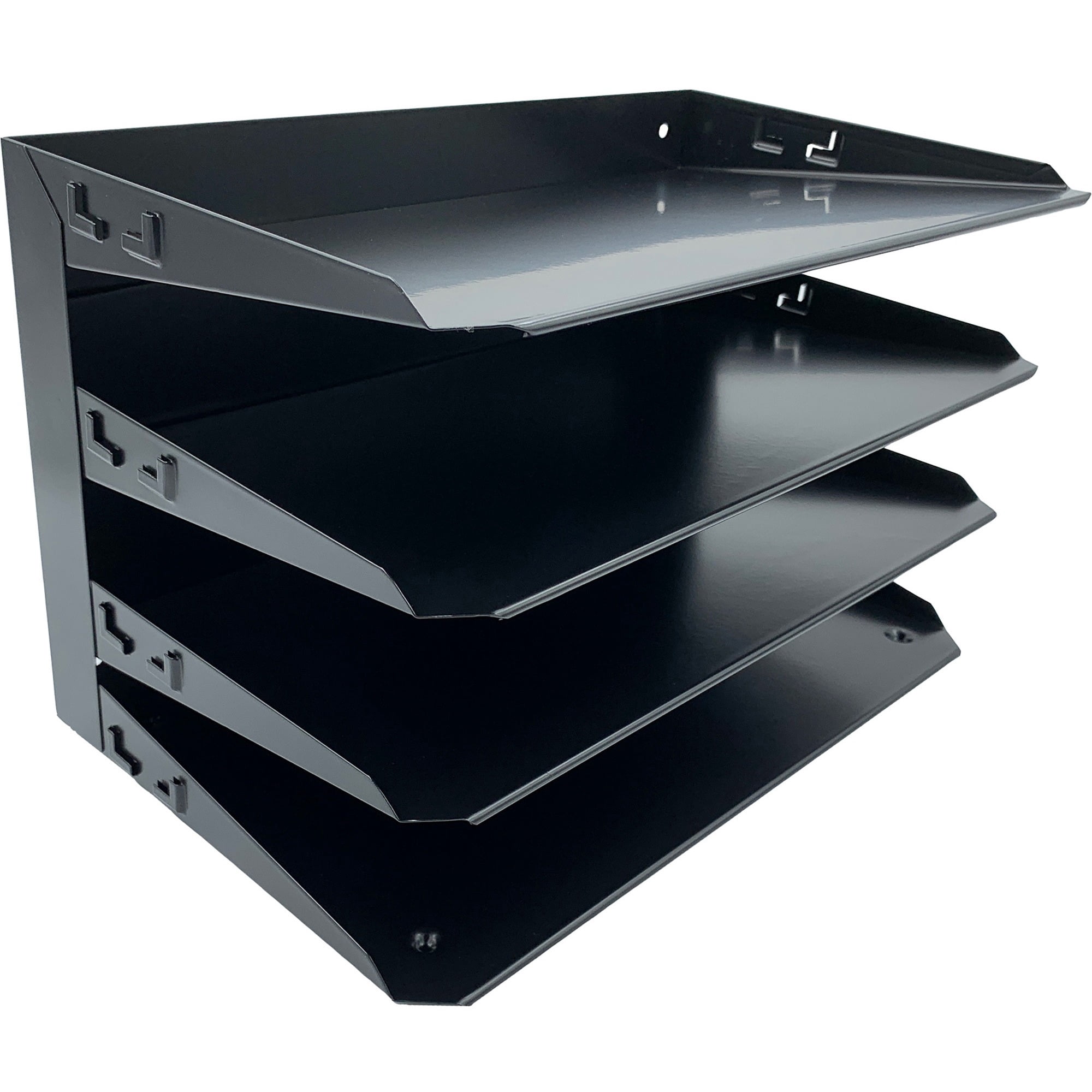 Huron Desktop Horizontal 4-Slot Legal File Organizer, Black Steel