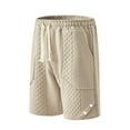 thumbnail image 3 of WERYOUNG Mens Athletic Shorts Summer Fashion Solid Color Jacquard Casual Shorts Drawstring Elastic Waist Running Shorts Male Breathable Beachwear Shorts,Khaki,L, 3 of 9