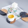 thumbnail image 5 of Juego de 4 Posavasos para Bebidas, Posavasos con Unión de Mármol y Madera para Proteger la Mesa, Posavasos para Tazas, 5 of 5
