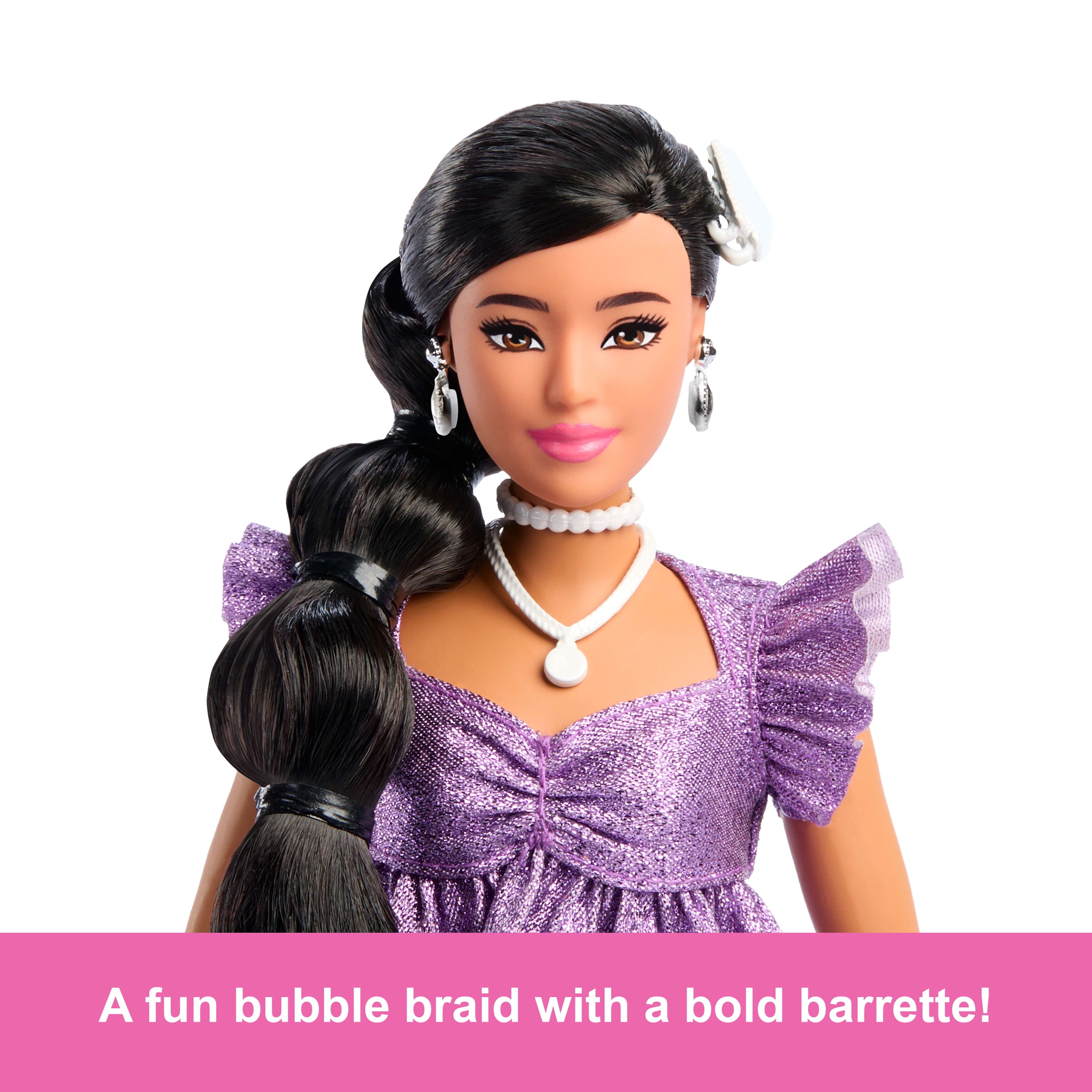 Barbie Deluxe Style Fashion Doll #8 in Metallic Purple Top and Sparkly Shorts with Accessories