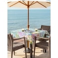 thumbnail image 2 of Outdoor Tablecloth with Umbrella Hole and Zipper, Easter Square Table Cloth 54x54 Inch Waterproof Tablecloth, Farmhouse Spring Rabbit Eggs Flowers Leaf Wood Picnic Table Cover for Patio Camping, 2 of 7